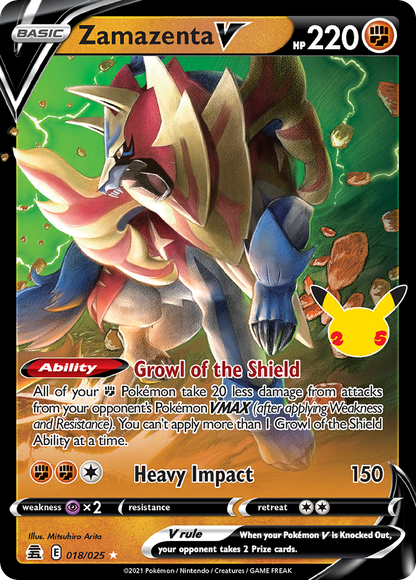 Zamazenta V 018/025 Celebrations Pokemon Holo V Rare
