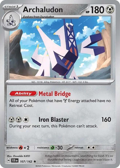 Archaludon 107/142 Stellar Crown Pokemon Reverse Holo Rare NM