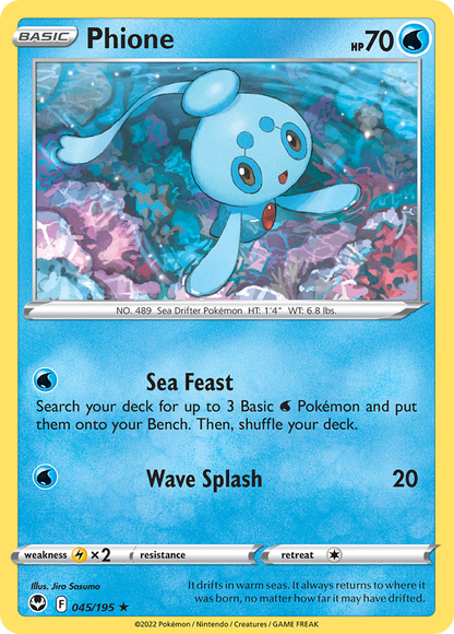 Phione 045/195 Silver Tempest Pokemon Reverse Holo Rare NM