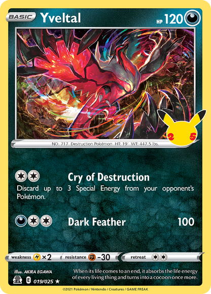 Yveltal 019/025 Celebrations Pokemon Holo Rare NM