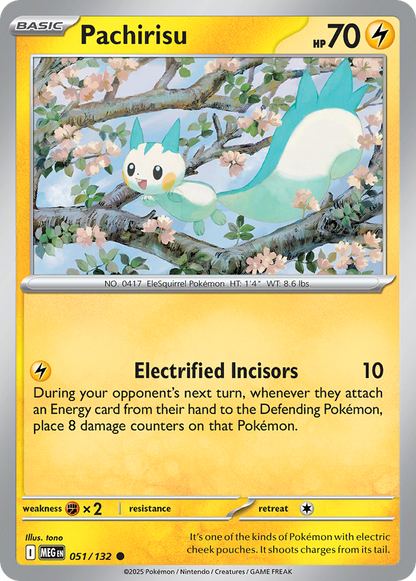Pachirisu 051/132 Mega Evolution Pokemon Reverse Holo Common NM