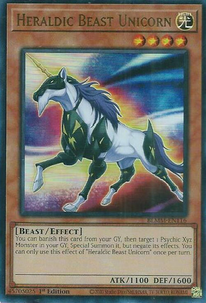 Heraldic Beast Unicorn BLMM-EN116 Battles of Legend: Monster Mayhem Yu-Gi-Oh 1st Edition NM