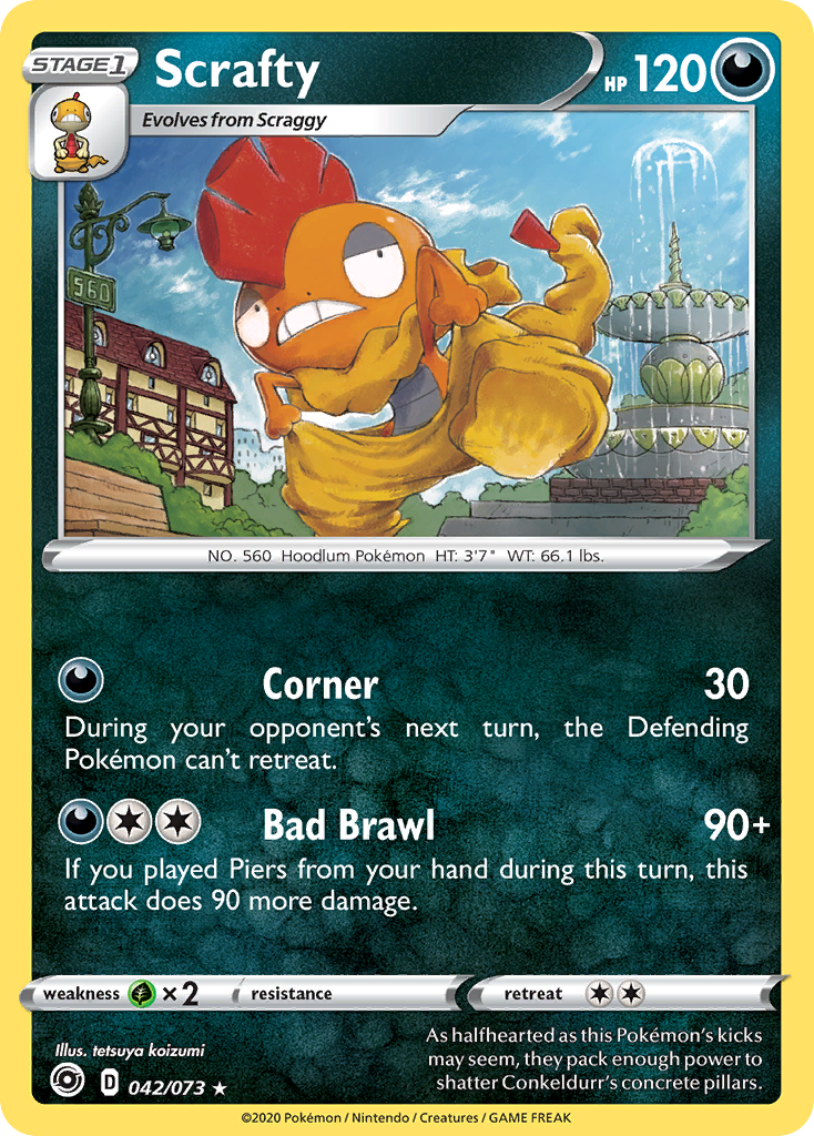 Scrafty 042/073 Champion's Path Pokemon Holo Rare NM