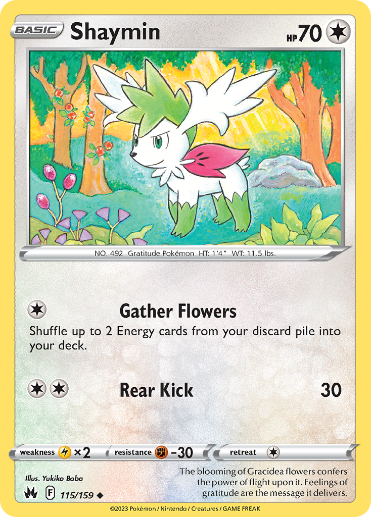 Shaymin 115/159 Crown Zenith Pokemon Reverse Holo Uncommon NM