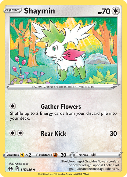 Shaymin 115/159 Crown Zenith Pokemon Reverse Holo Uncommon NM