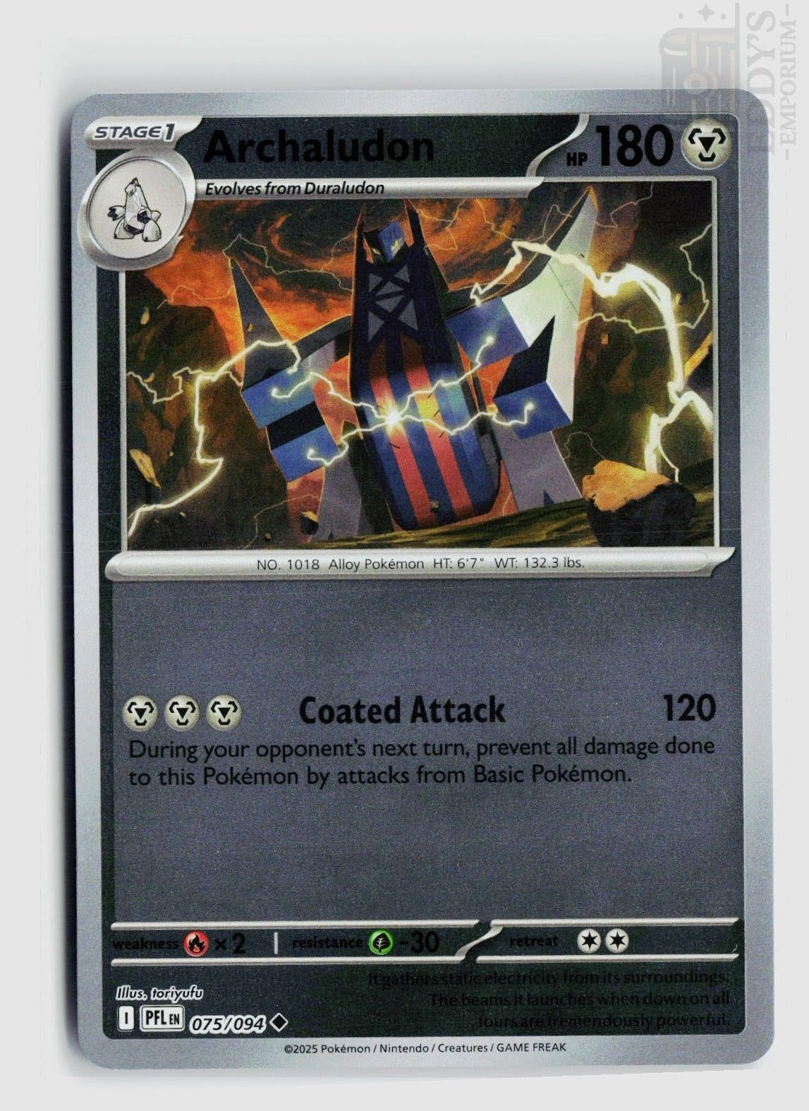Archaludon 075/094 Phantasmal Flames Pokemon Reverse Holo