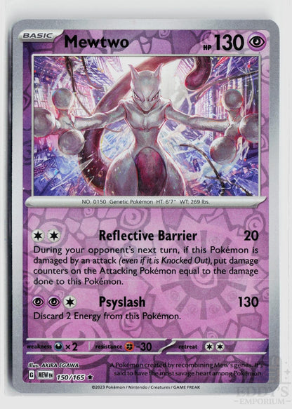 Mewtwo 150/165 151 Pokemon Reverse Holo Rare NM