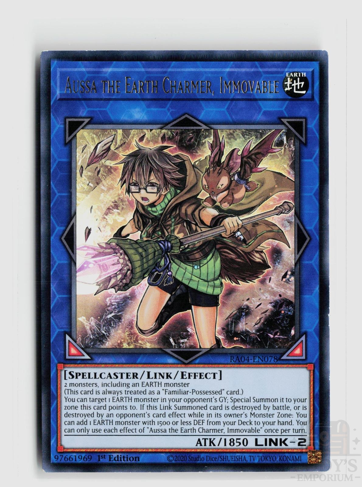 Aussa the Earth Charmer, Immovable (UR) RA04-EN078 Quarter Century Stampede Yu-Gi-Oh 1st Edition NM