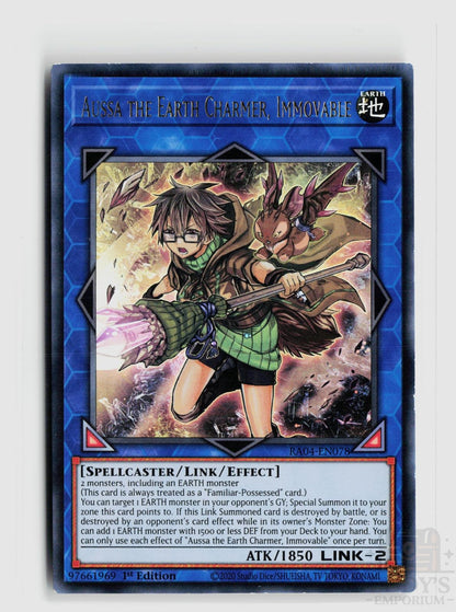 Aussa the Earth Charmer, Immovable (UR) RA04-EN078 Quarter Century Stampede Yu-Gi-Oh 1st Edition NM