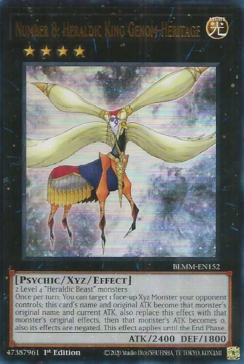 Number 8: Heraldic King Genom-Heritage BLMM-EN152 Battles of Legend: Monster Mayhem Yu-Gi-Oh 1st Edition NM