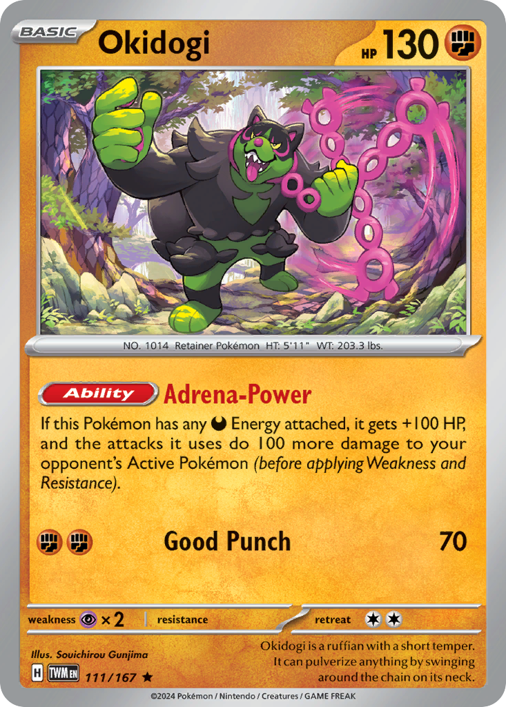 Okidogi 111/167 Twilight Masquerade Pokemon Holo Rare NM