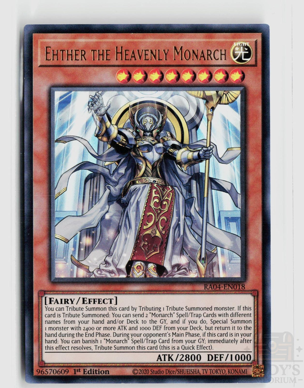 Ehther the Heavenly Monarch (UR) RA04-EN018 Quarter Century Stampede Yu-Gi-Oh 1st Edition NM