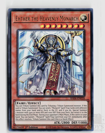 Ehther the Heavenly Monarch (UR) RA04-EN018 Quarter Century Stampede Yu-Gi-Oh 1st Edition NM