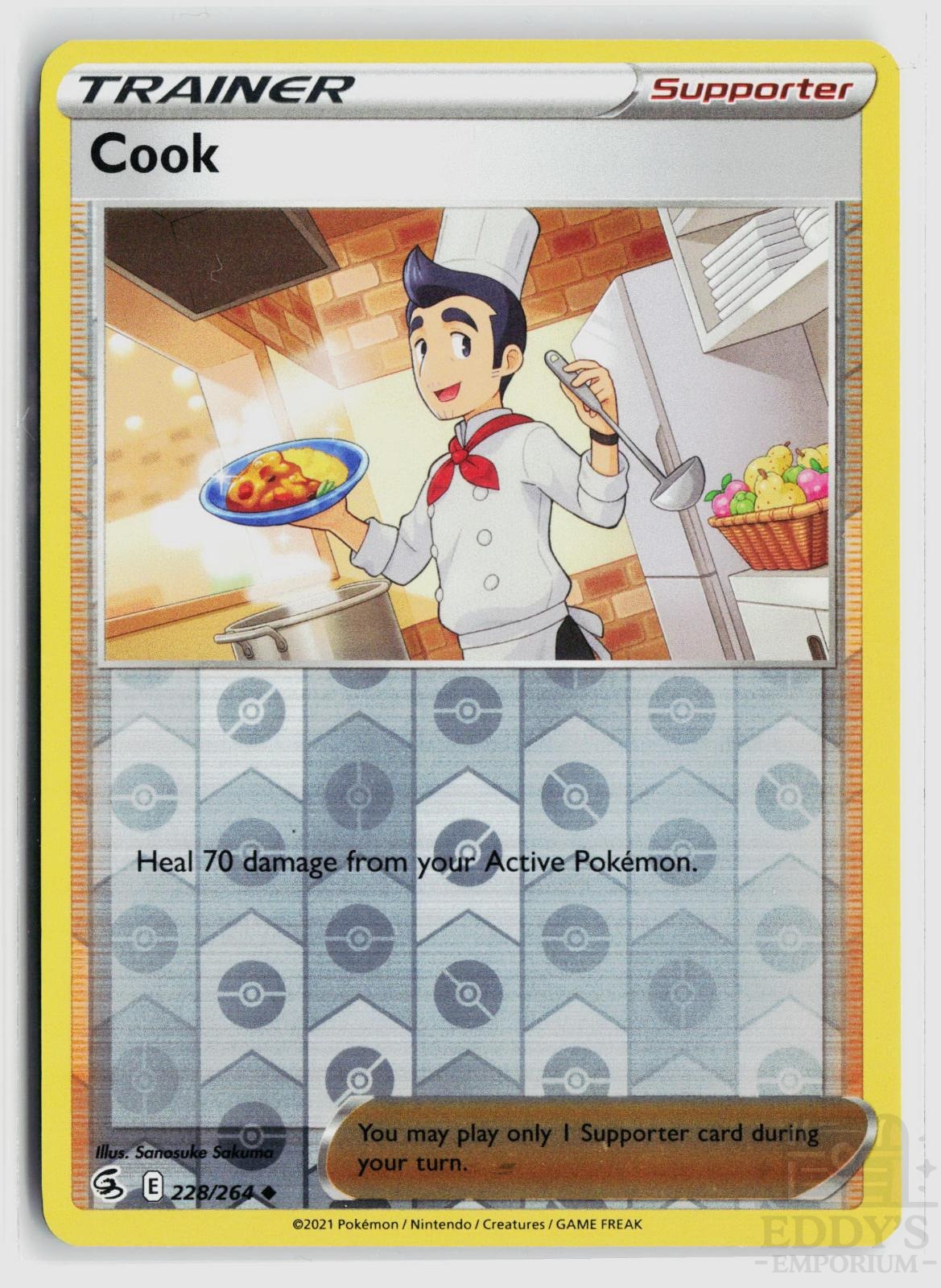 Cook 228/264 Fusion Strike Pokemon Reverse Holo Uncommon NM