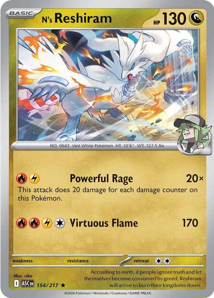 N's Reshiram 154/217 Ascended Heroes Pokemon Holo Rare NM