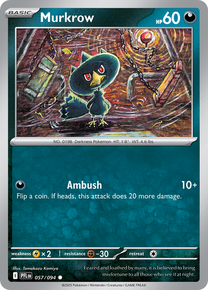 Murkrow 057/094 Phantasmal Flames Pokemon Reverse Holo
