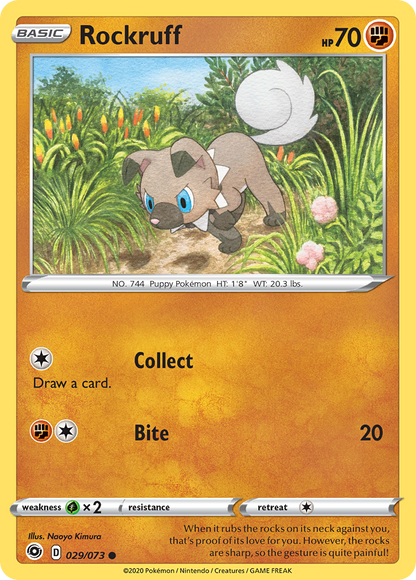 Rockruff 029/073 Champion's Path Pokemon Reverse Holo Common NM