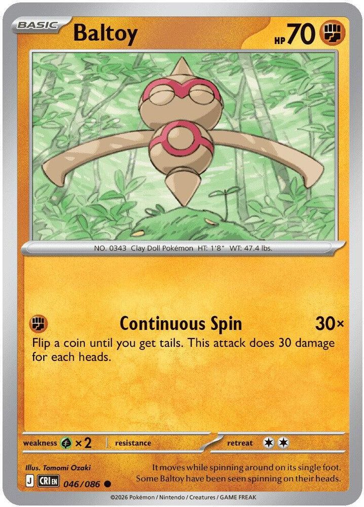Baltoy 046/086 Chaos Rising Pokemon Reverse Holo Common NM