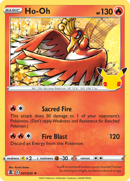 Ho-Oh 001/025 Celebrations Pokemon Holo Rare NM