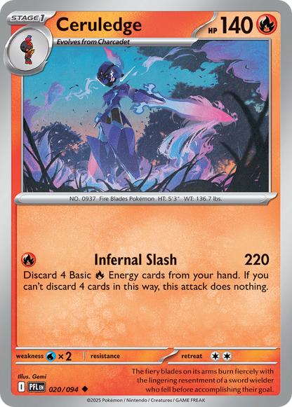 Ceruledge 020/094 Phantasmal Flames Pokemon Reverse Holo Uncommon NM