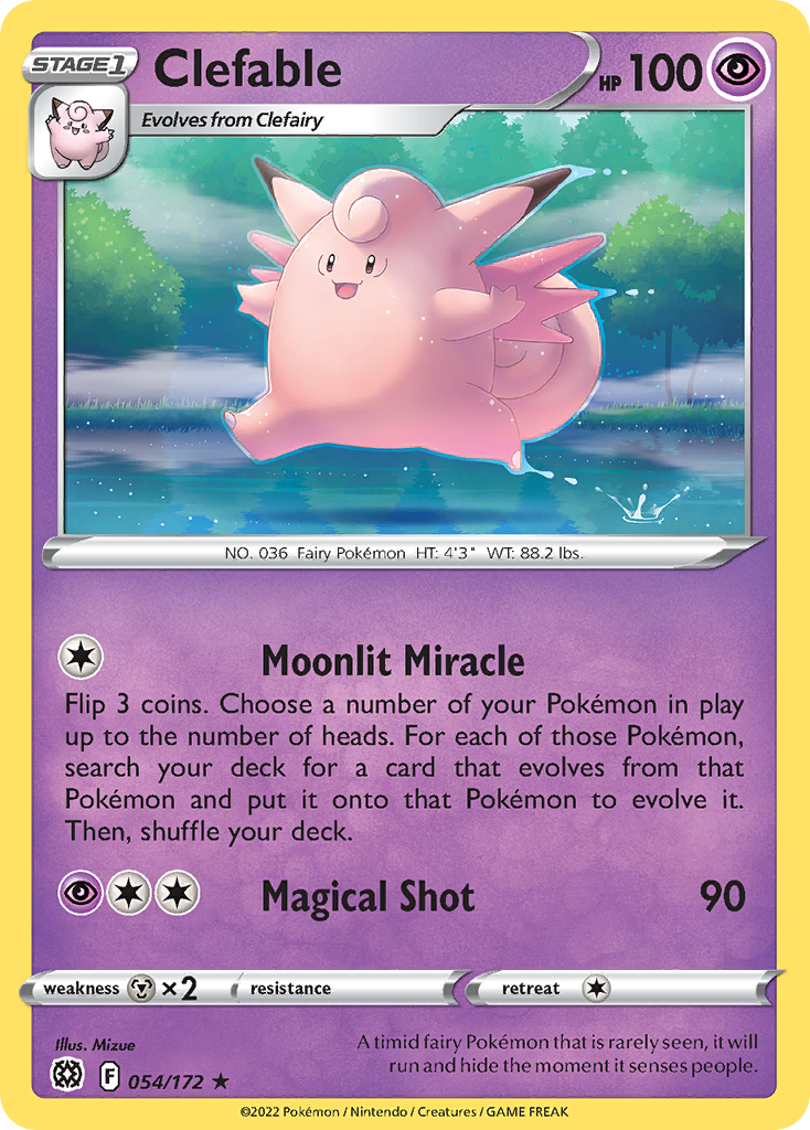 Clefable 054/172 Brilliant Stars Pokemon Reverse Holo Rare NM