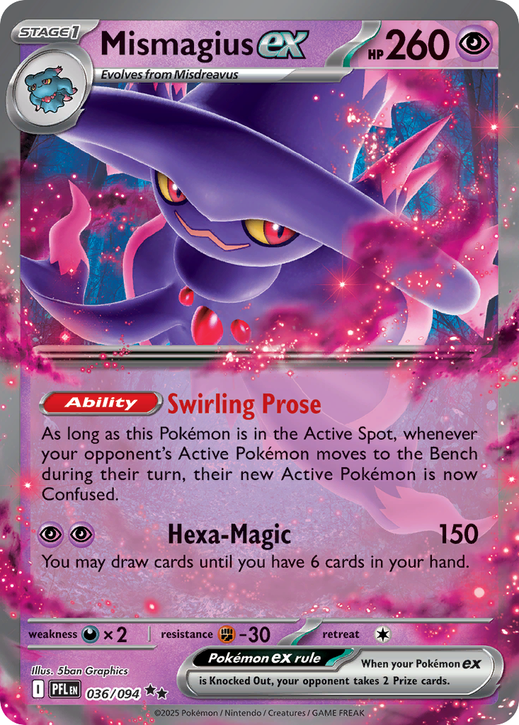 Mismagius ex 036/094 Phantasmal Flames Pokemon Holo Double Rare