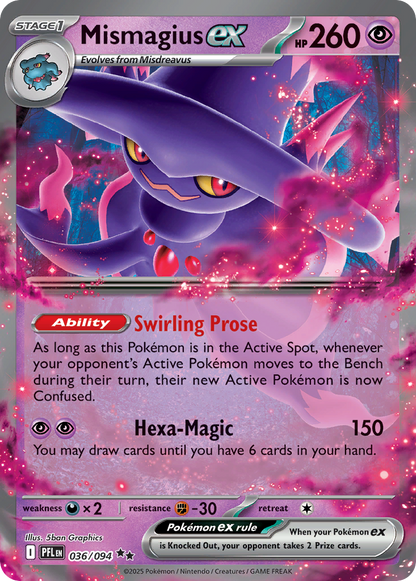 Mismagius ex 036/094 Phantasmal Flames Pokemon Holo Double Rare