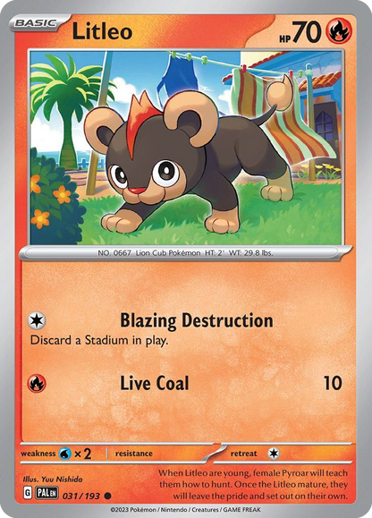 Litleo 031/193 Paldea Evolved Pokemon Reverse Holo Common NM