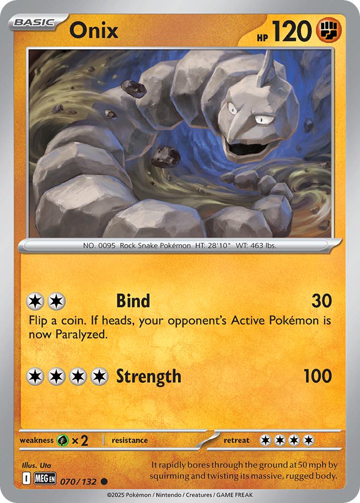 Onix 070/132 Mega Evolution Pokemon Reverse Holo Common NM