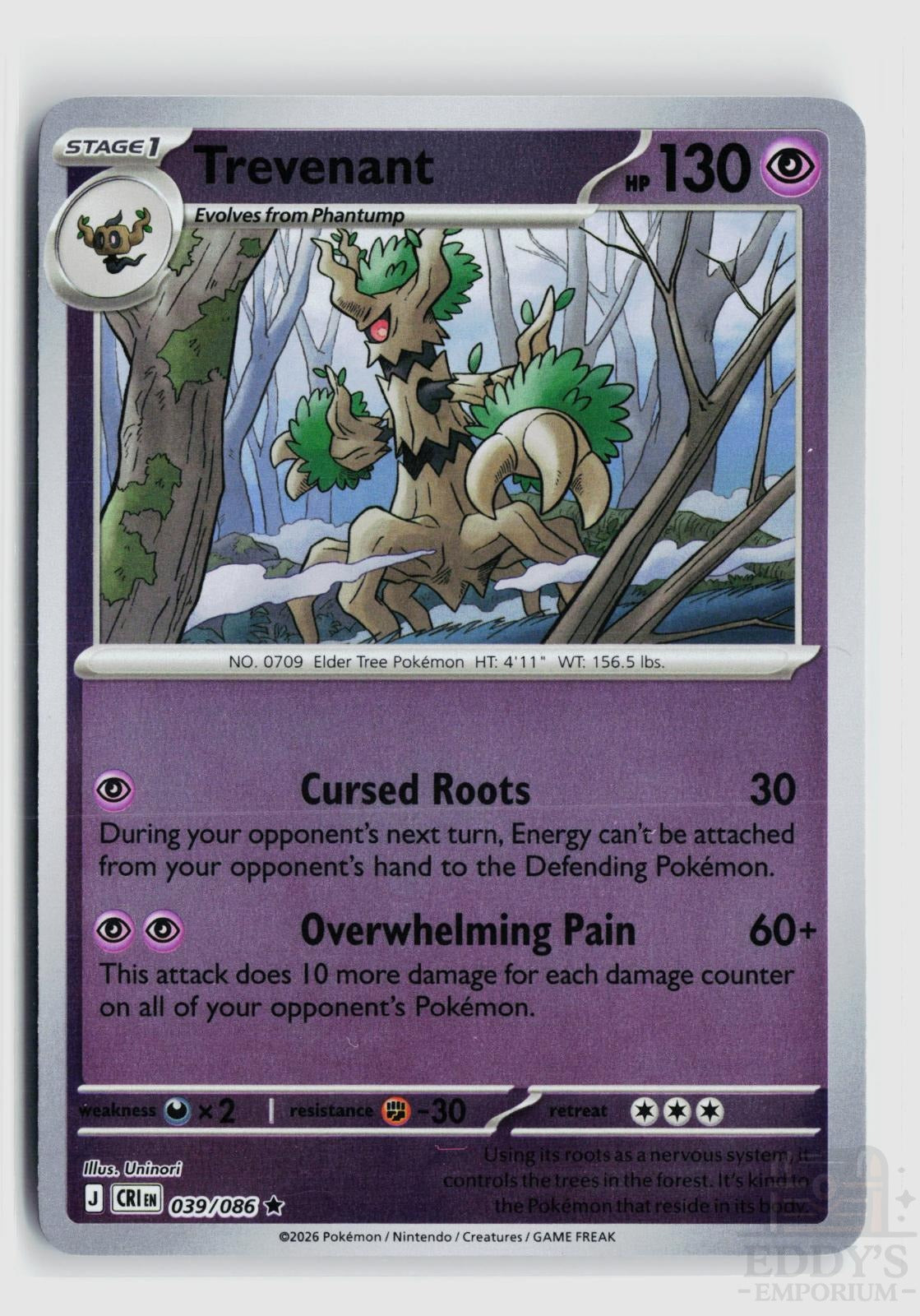 Trevenant 039/086 Chaos Rising Pokemon Holo Rare NM