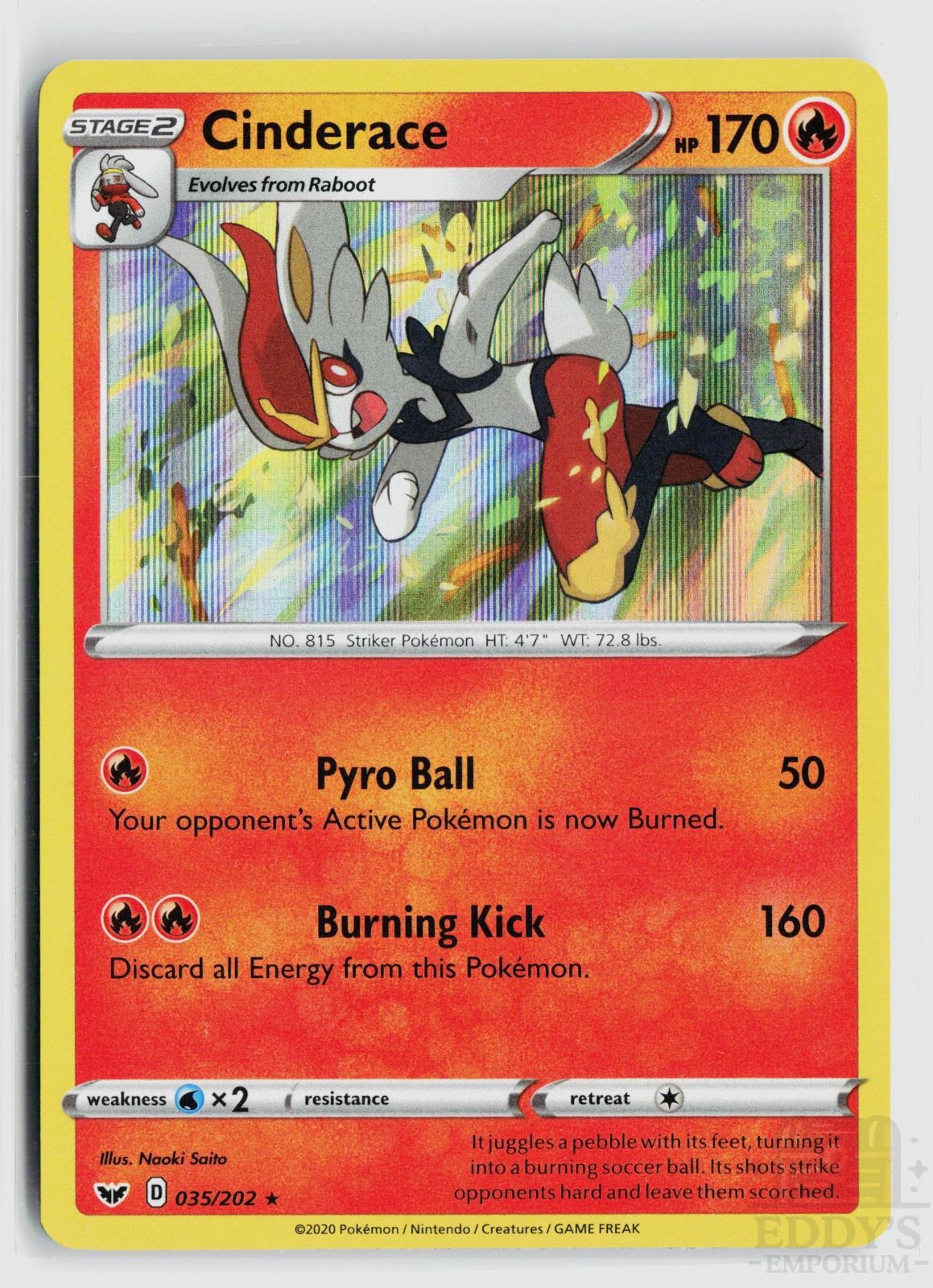 Cinderace 035/202 Sword & Shield Pokemon Holo Rare NM