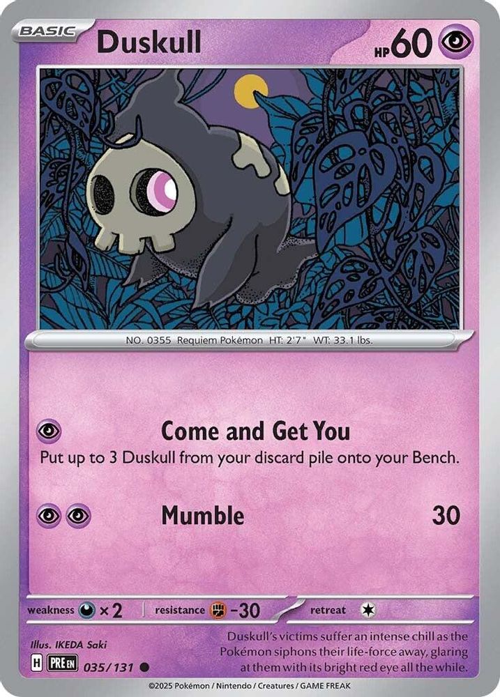 Duskull 035/131 Prismatic Evolutions Pokemon Reverse Holo Common NM