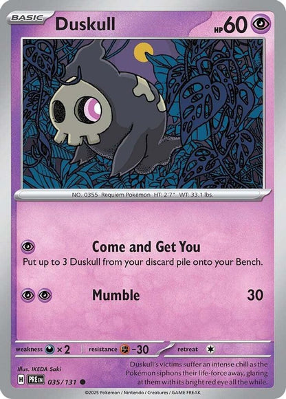 Duskull 035/131 Prismatic Evolutions Pokemon Reverse Holo Common NM