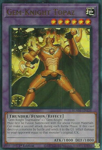 Gem-Knight Topaz BLMM-EN138 Battles of Legend: Monster Mayhem Yu-Gi-Oh 1st Edition NM
