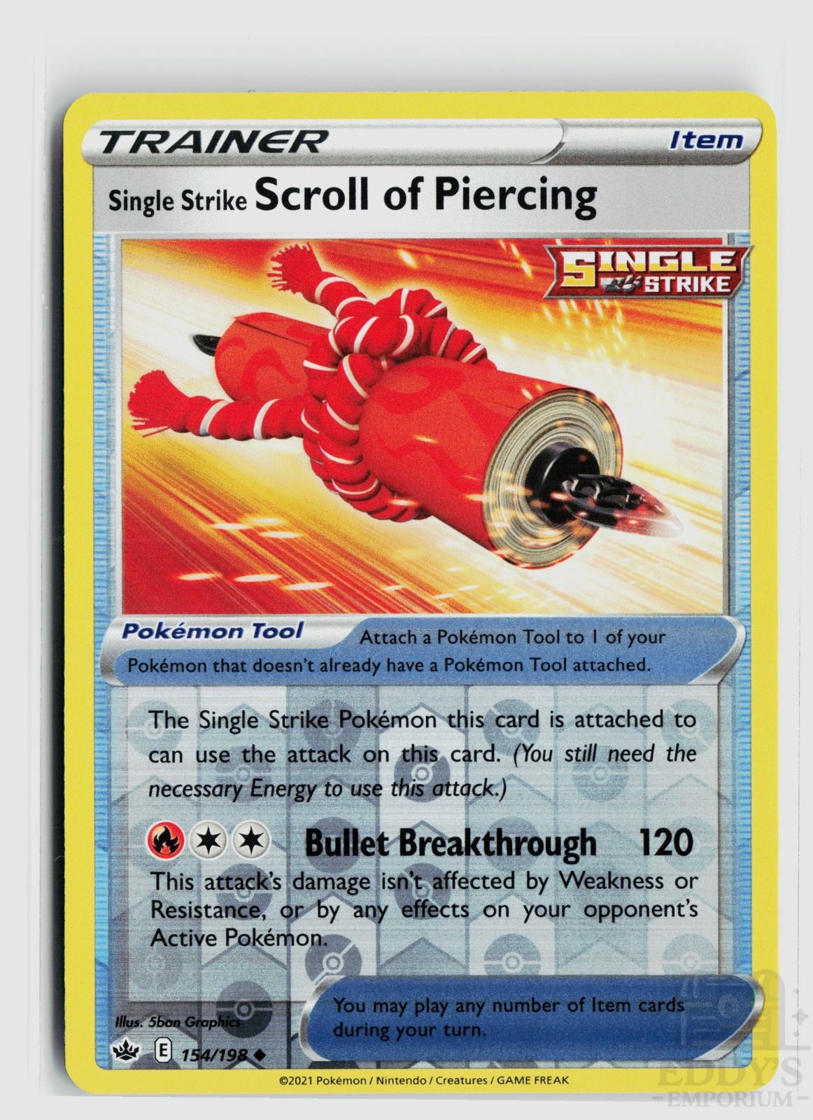 Single Strike Scroll of Piercing 154/198 Chilling Reign Pokemon Reverse Holo NM
