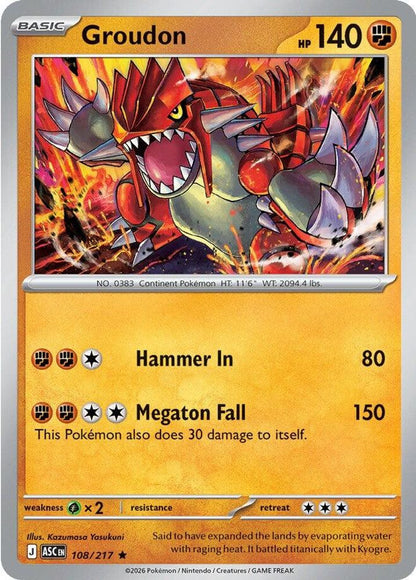 Groudon 108/217 Ascended Heroes Pokemon Holo Rare NM