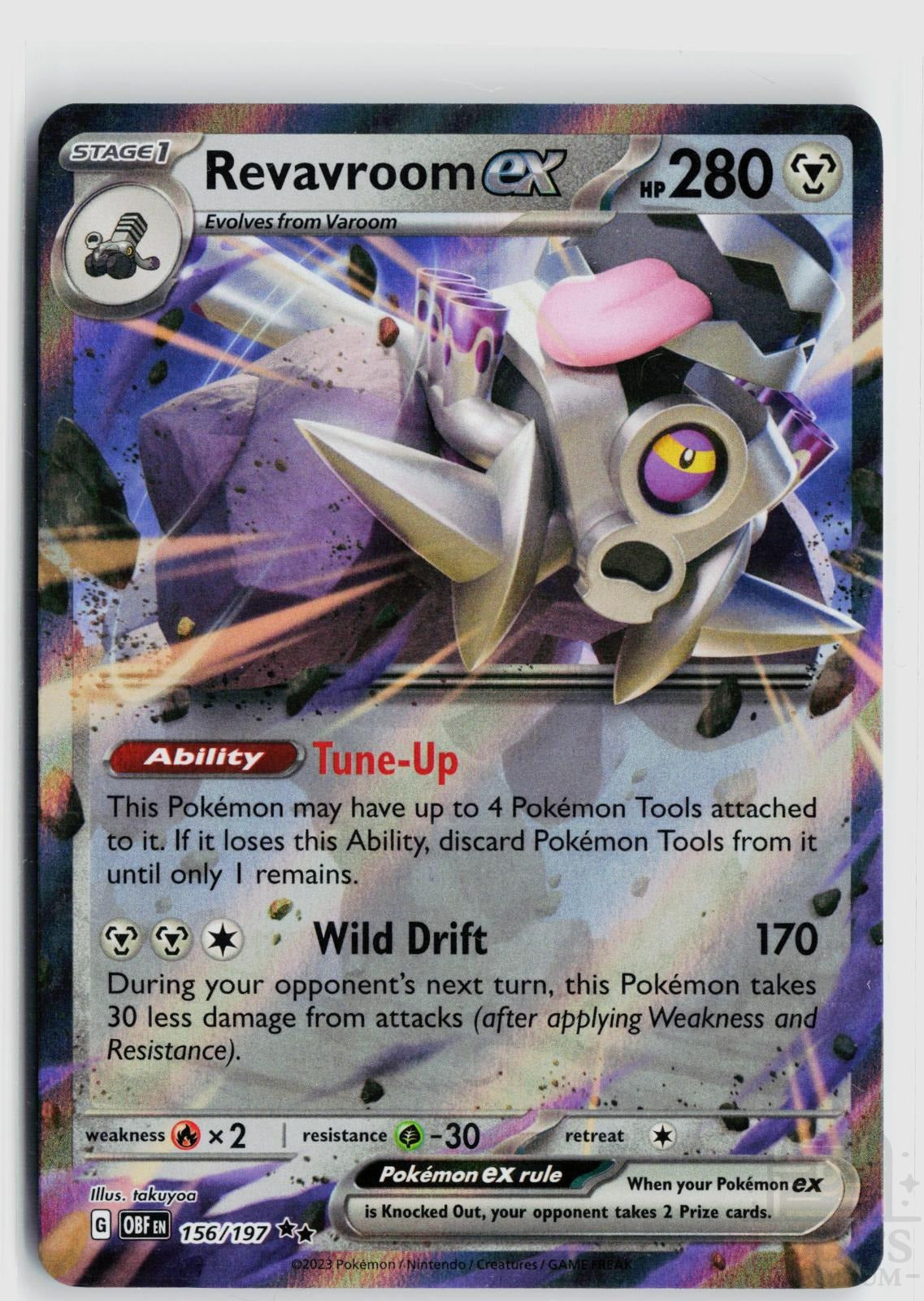 Revavroom ex 156/197 Obsidian Flames Pokemon Holo Double Rare