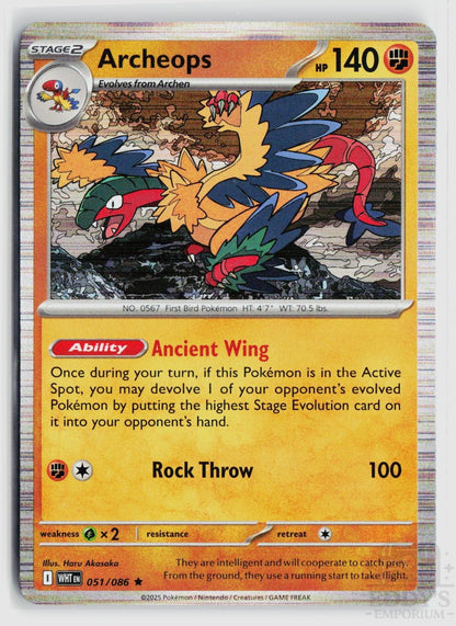 Archeops 051/086 White Flare Pokemon Holo