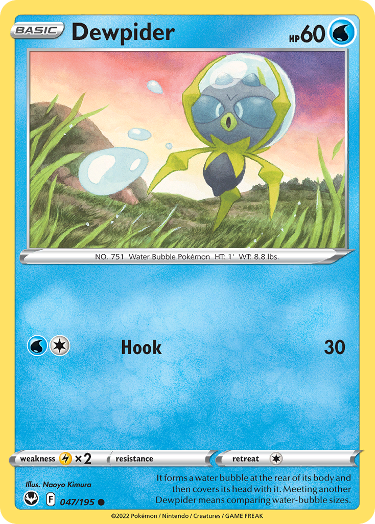 Dewpider 047/195 Silver Tempest Pokemon Reverse Holo Common NM