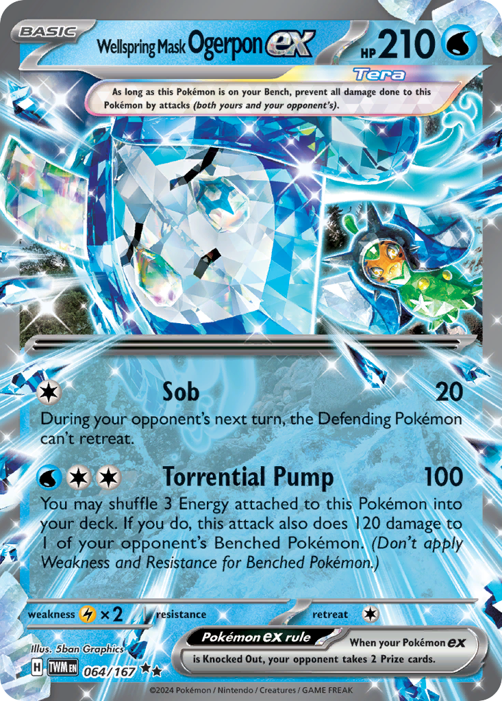Wellspring Mask Ogerpon ex 064/167 Twilight Masquerade Pokemon Holo Double Rare
