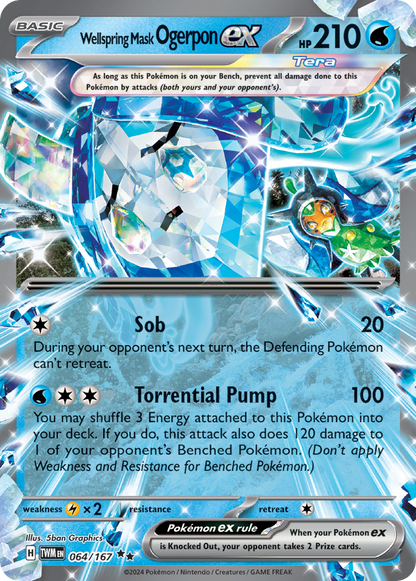 Wellspring Mask Ogerpon ex 064/167 Twilight Masquerade Pokemon Holo Double Rare
