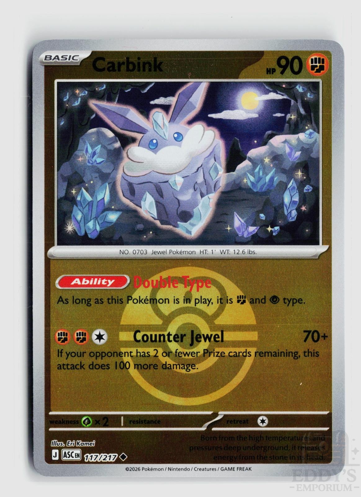 Carbink (Love Ball) 117/217 Ascended Heroes Pokemon Reverse Holo Uncommon NM