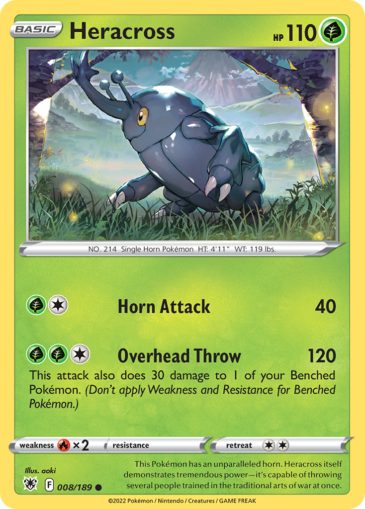 Heracross 008/189 Astral Radiance Pokemon Reverse Holo Common NM