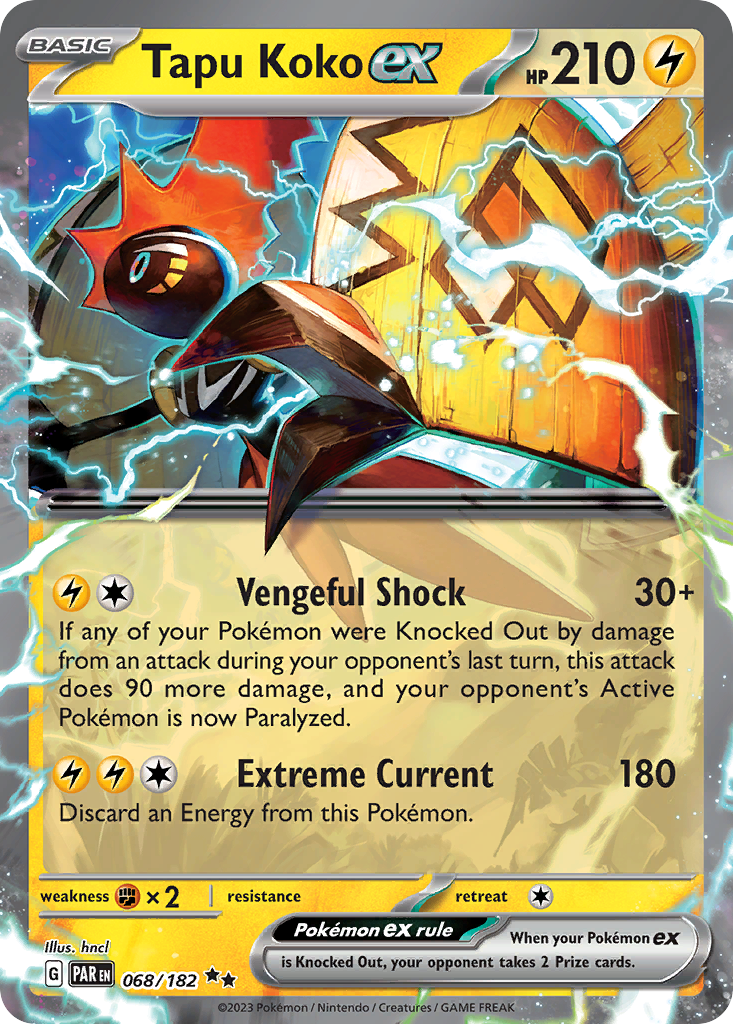 Tapu Koko ex 068/182 Paradox Rift Pokemon Holo Double Rare