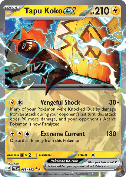 Tapu Koko ex 068/182 Paradox Rift Pokemon Holo Double Rare