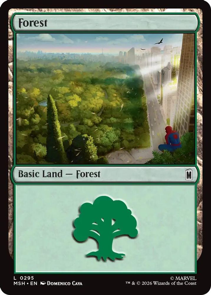 Forest (0295) 295 Marvel Super Heroes Magic: The Gathering Foil