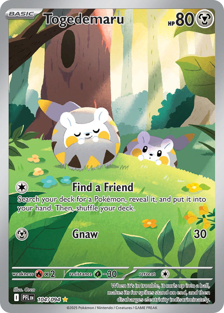 Togedemaru 104/094 Phantasmal Flames Pokemon Holo Illustration Rare