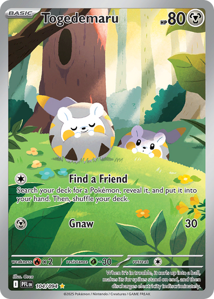 Togedemaru 104/094 Phantasmal Flames Pokemon Holo Illustration Rare