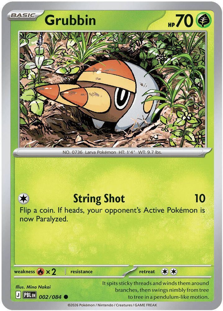 Grubbin 002/084 Pitch Black Pokemon Reverse Holo