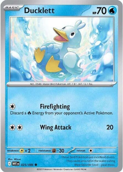 Ducklett 025/086 White Flare Pokemon Reverse Holo